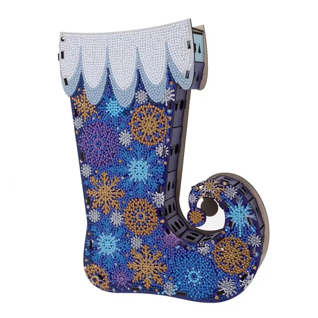 Craft Buddy Crystal Art Snowy kerstsok houder MDF blauw