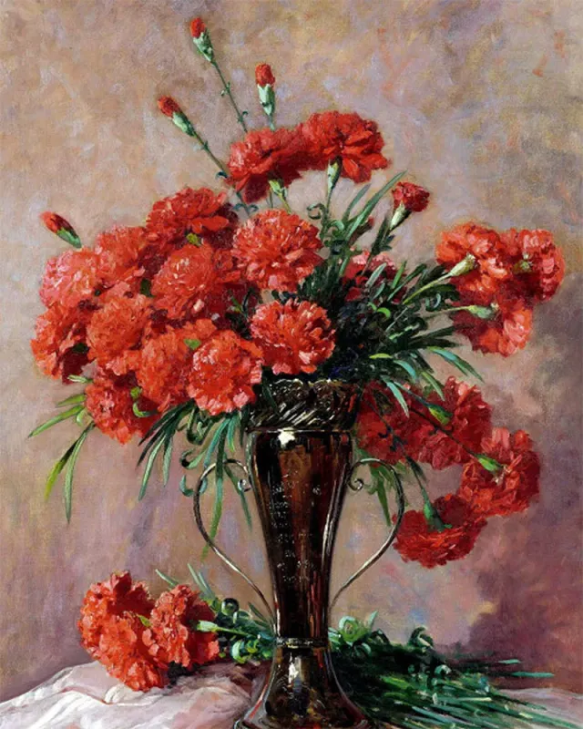 Figured'Art Anjers in zilveren vaas Diamond painting