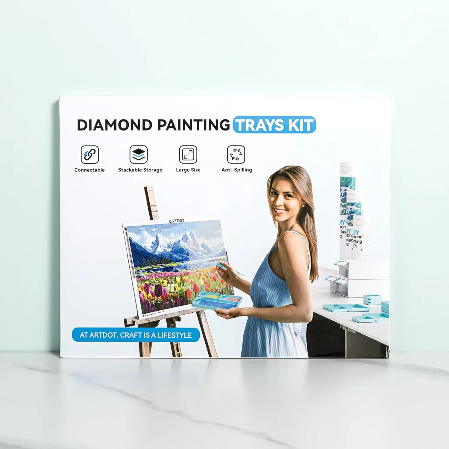 ARTDOT Diamond Painting Bakjes Blauw Groot met Kliksluiting
