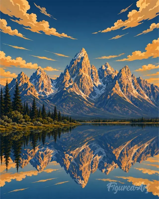 Figured'Art Grand Teton Diamond Painting Wyoming Landschap