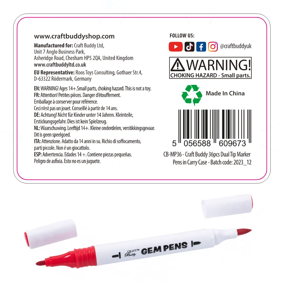 Craft Buddy Crystal Art Gem Pens stiften 36 stuks