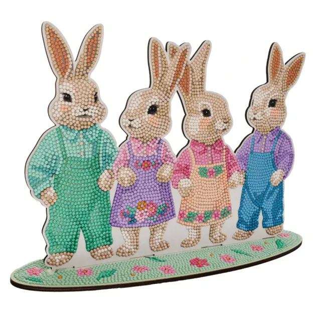Craft Buddy Crystal Art Happy Bunny Family houten decoratie pasen