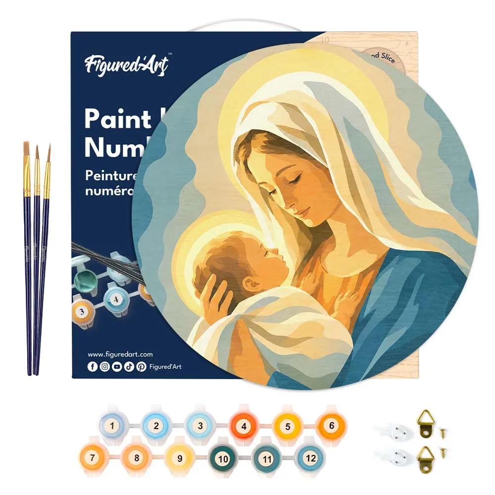 Figured'Art Maria-gebed schilderen op nummer houten schijf 30cm