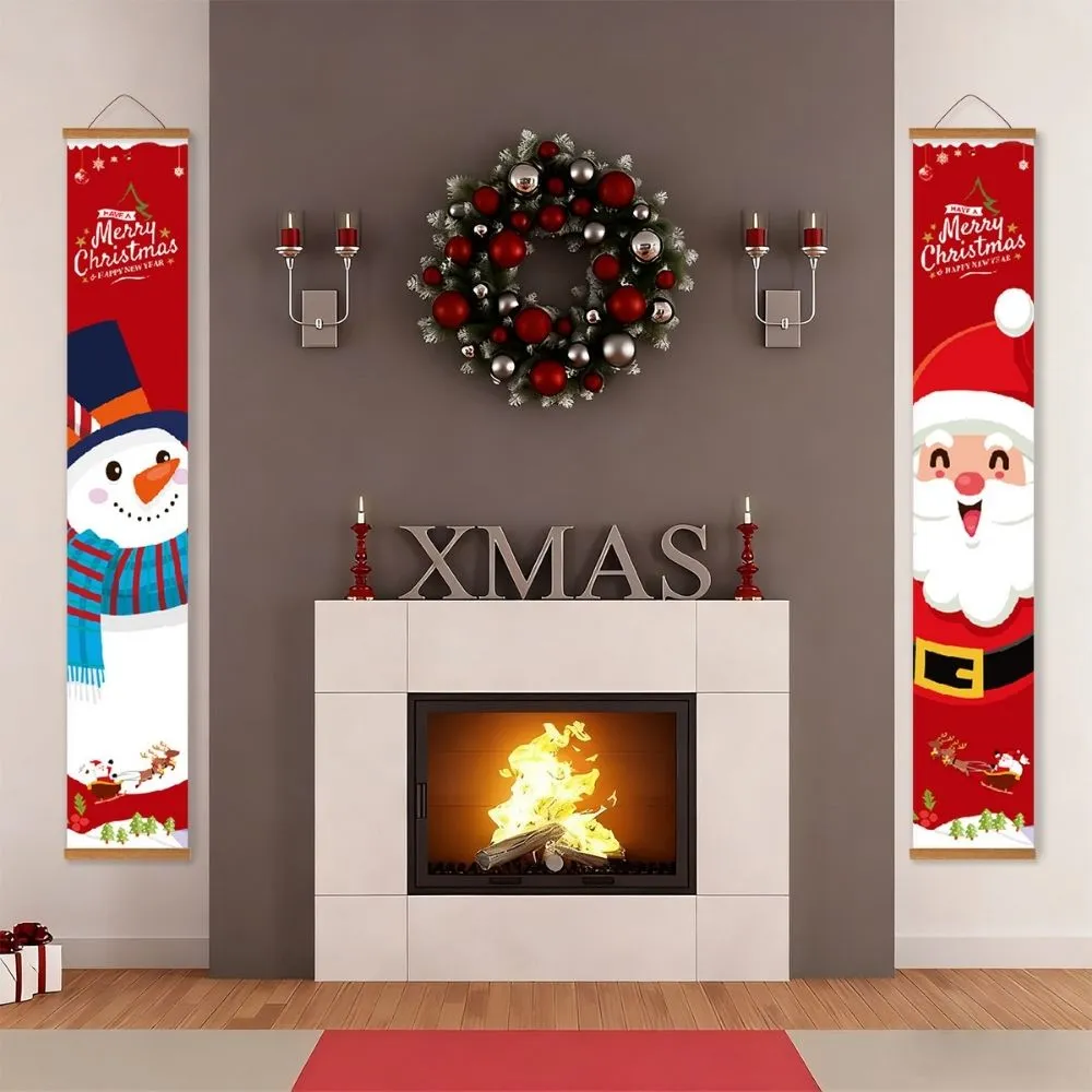 Figured'Art Gezellige Sneeuwman deur banner schilderen op nummer 20x120cm