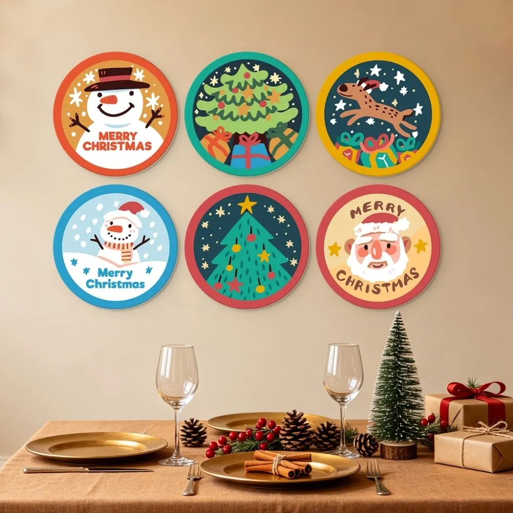 Figured'Art Kleurrijke Kerst Schilderen op Nummer Ø20cm 6 Stuks