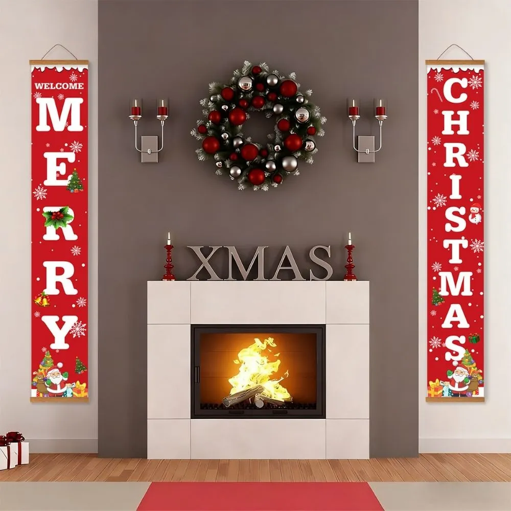 Figured'Art Vrolijk Kerstfeest deur banner schilderen 2 stuks