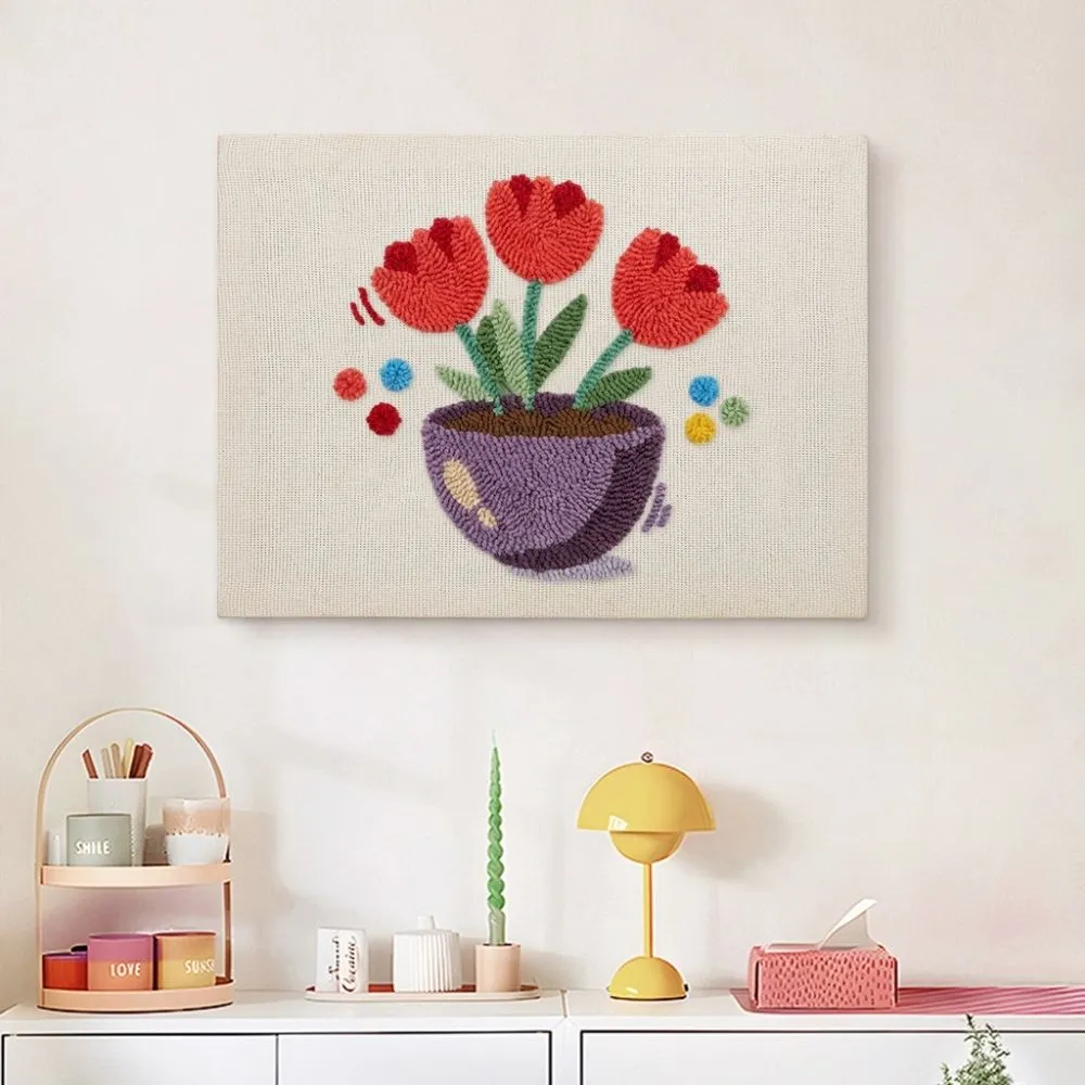 Figured'Art Kleurrijke Tulpen punch needle pakket met frame