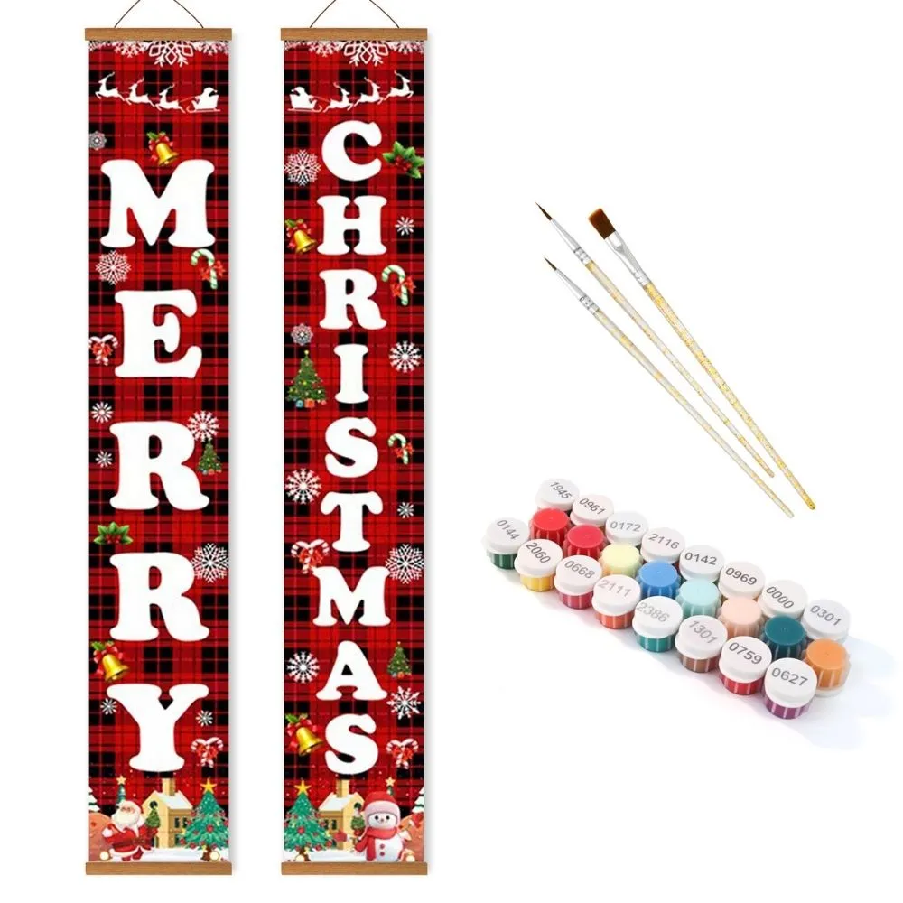 Figured'Art Kerstschuilplaats deur banners schilderen op nummer 20x120cm set