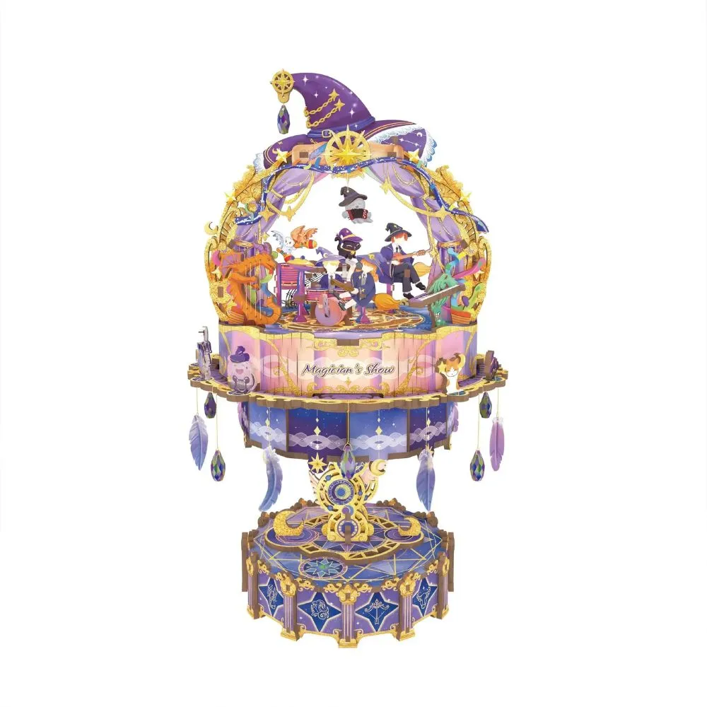 Figured'Art Mago Goochelshow 3D puzzel muziekdoos 202 stuks met led