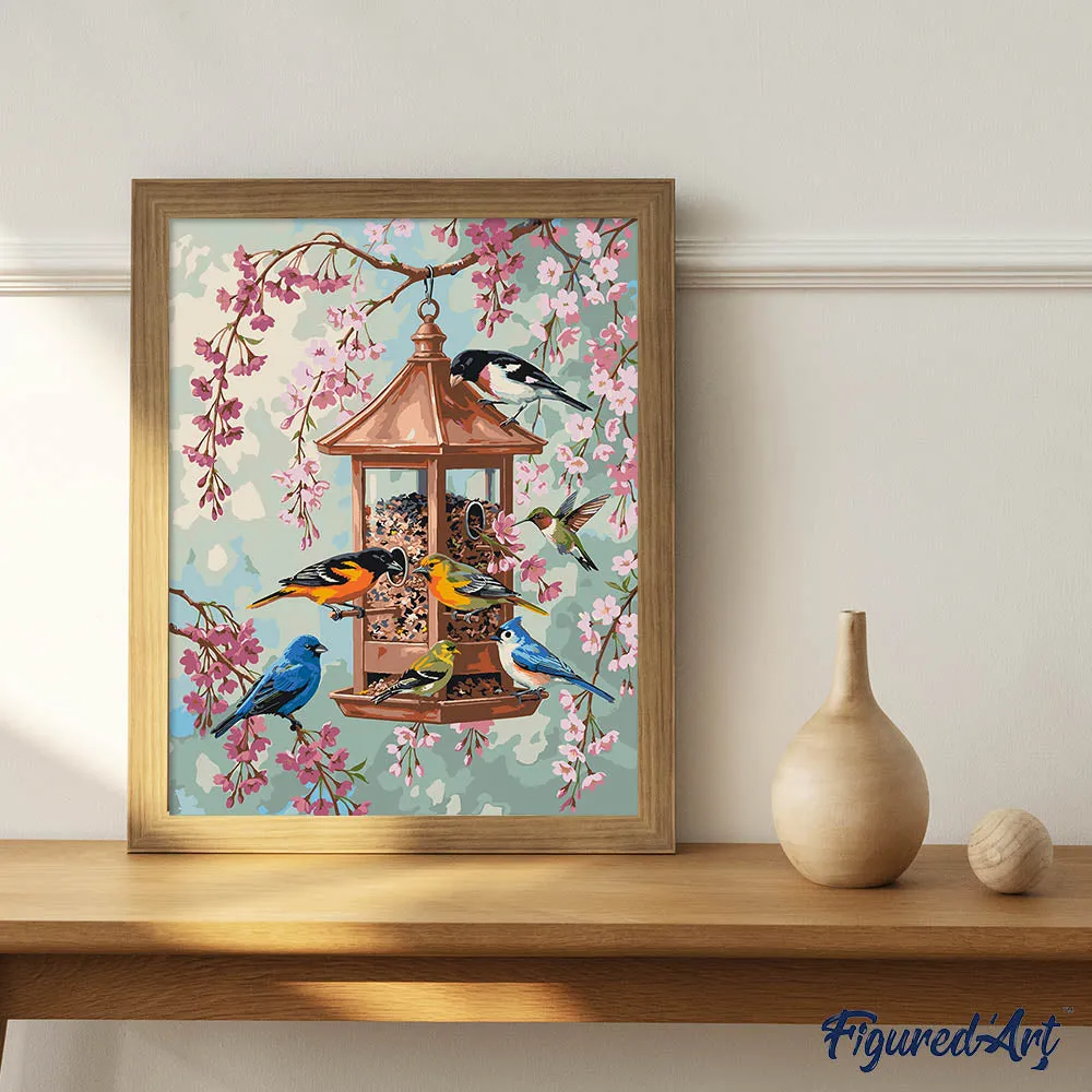 Figured'Art Kersenbloesemvogels schilderen op nummer 40x50cm vogels