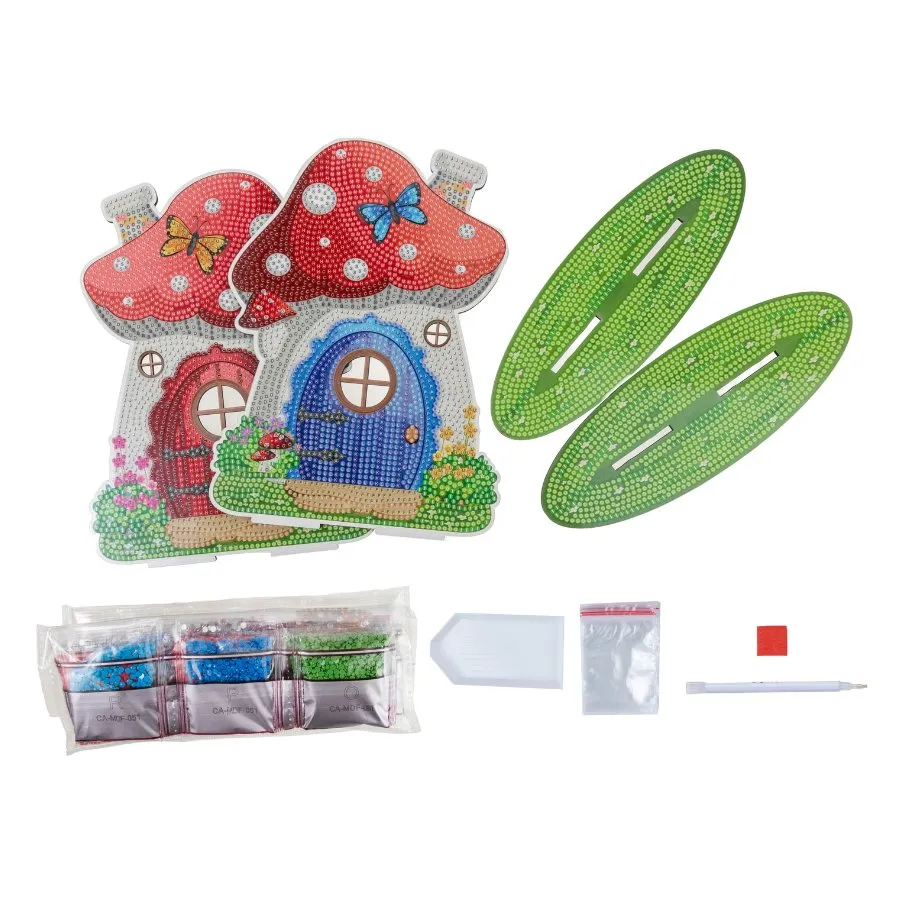 Craft Buddy Crystal Art Cute Toadstools Houten Decoratie 2 stuks