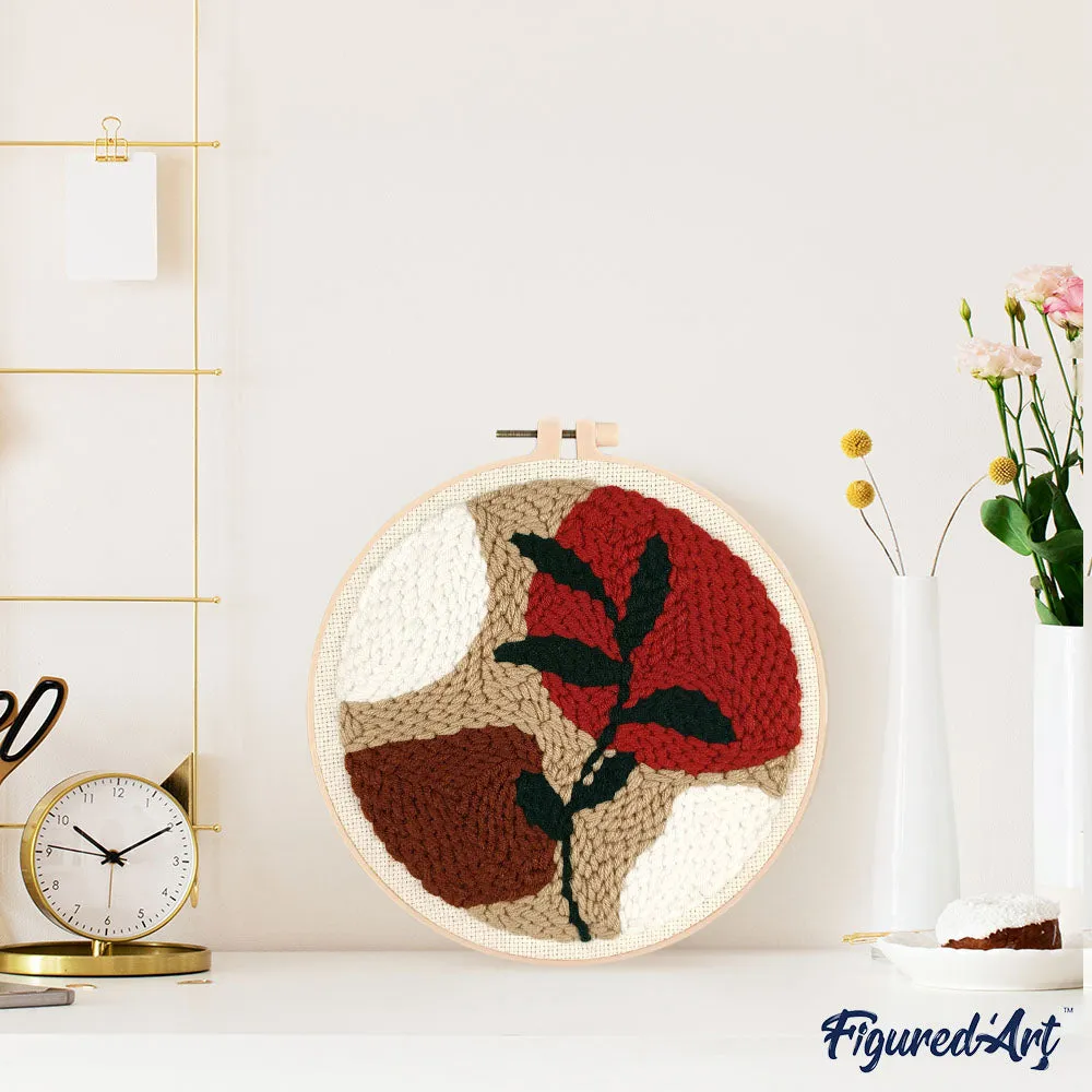 Figured'Art Botanische abstractie 3 punch needle pakket 20cm wol