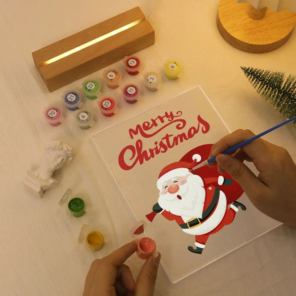 Figured'Art Kerstman 07 schilderen op nummer LED 15x20 cm licht