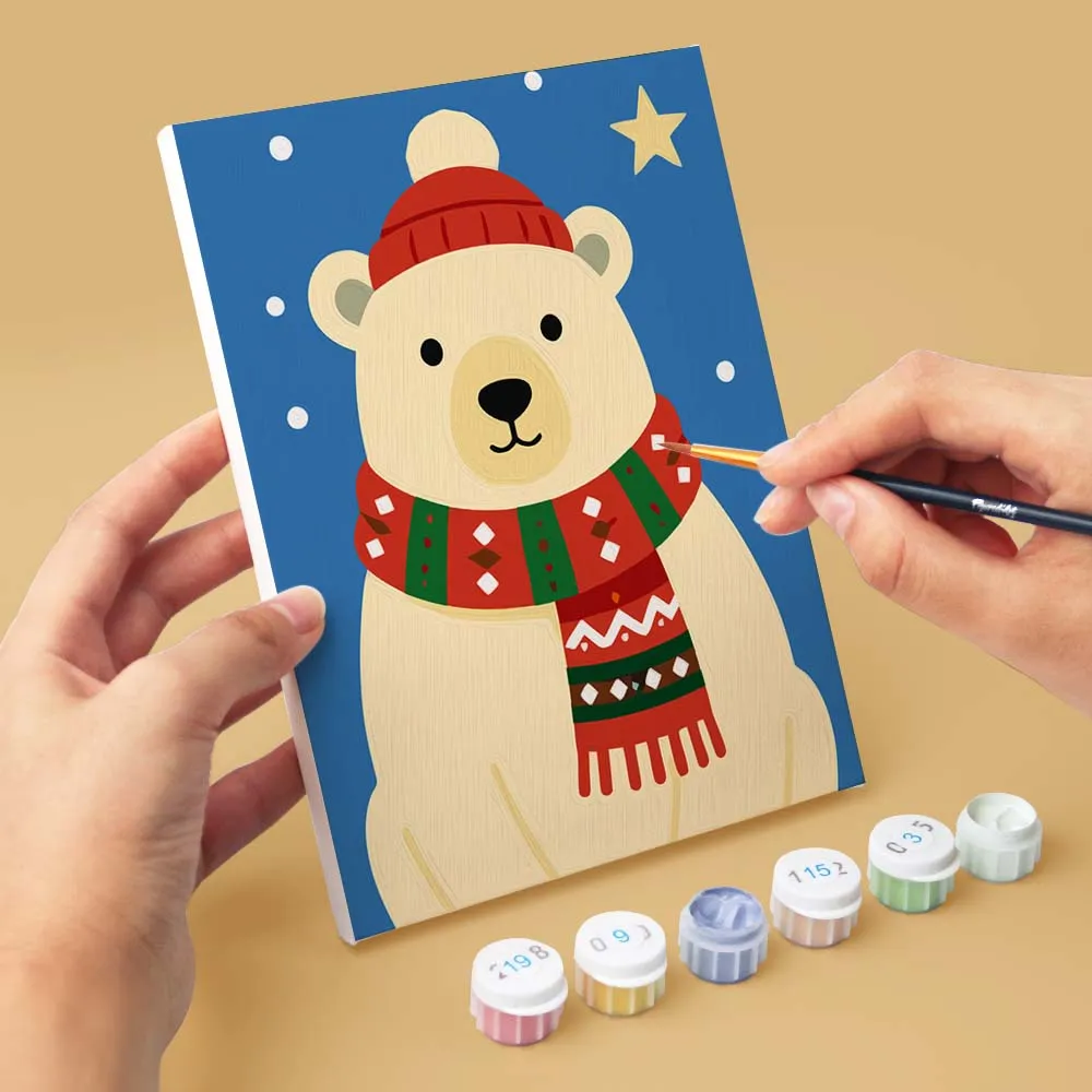 Figured'Art Winterdieren mini schilderen op nummer 15x20 cm 6 stuks