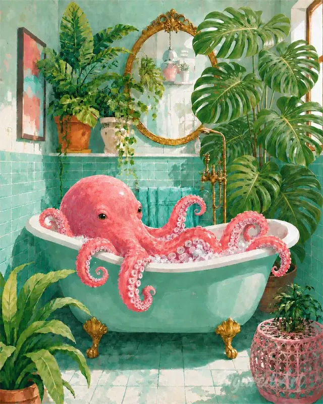 Figured'Art Rustmoment van de octopus schilderen op nummer 40x50cm