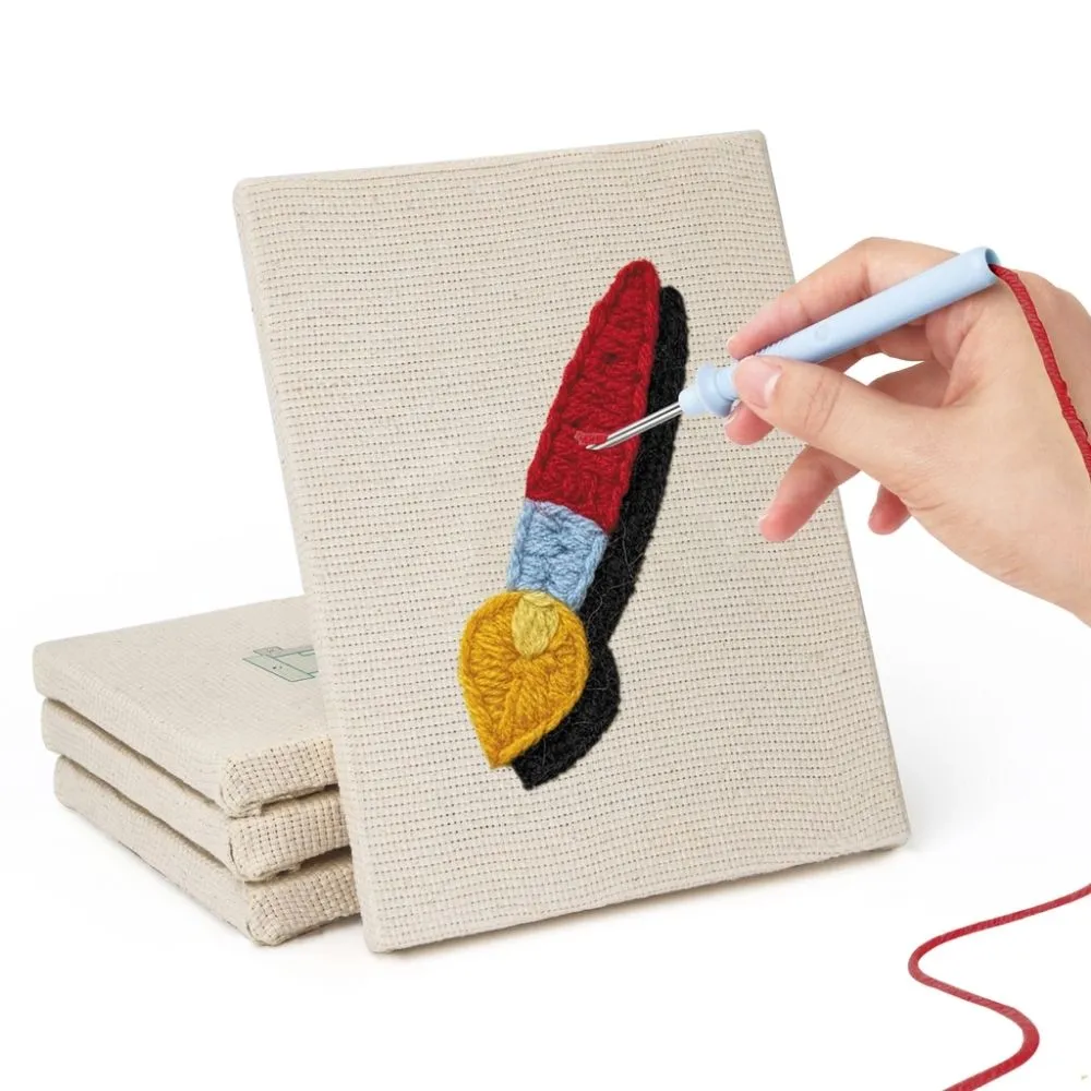 Figured'Art Punch Needle Set Terug naar School 2 punch needle kit 4 stuks katoen