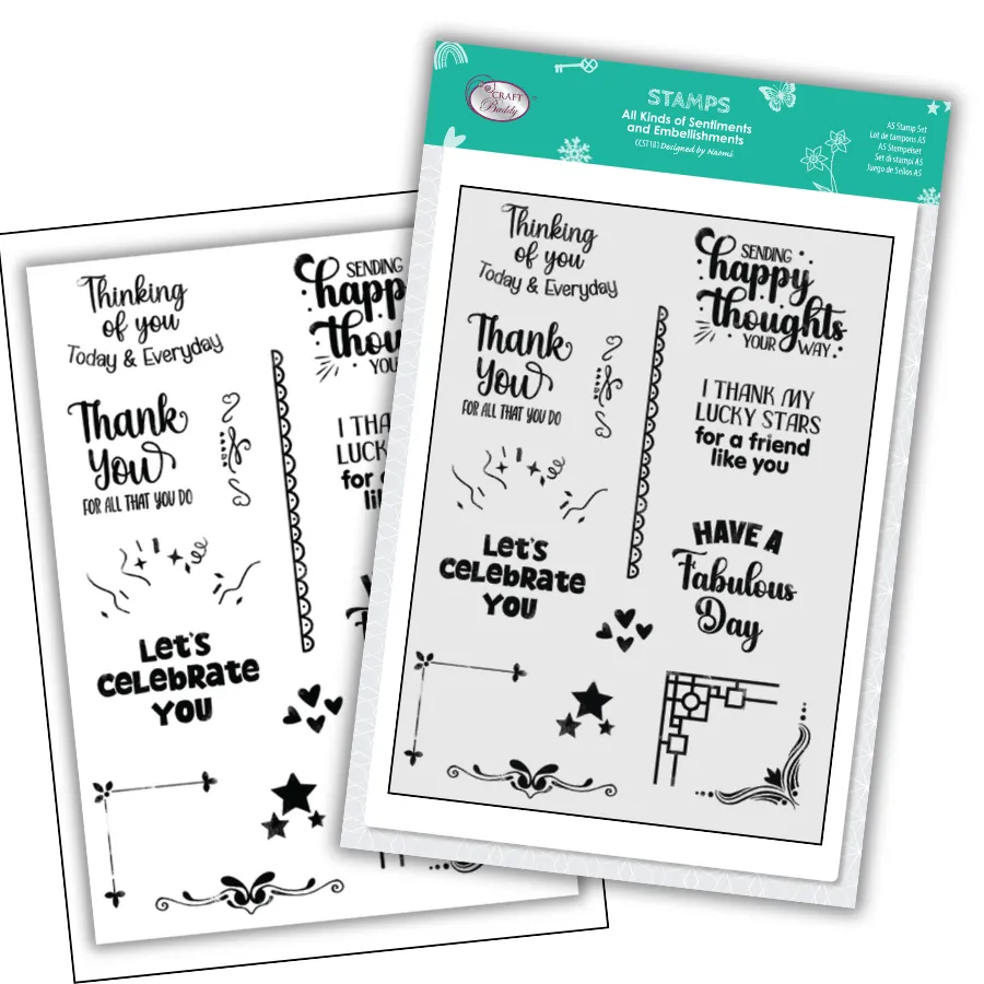 Craft Buddy All Kinds of Sentiments and Embellishments stempelset A5