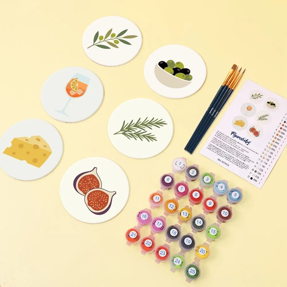 Figured'Art Mediterrane Smaken onderzetters schilderen op nummer 10 cm
