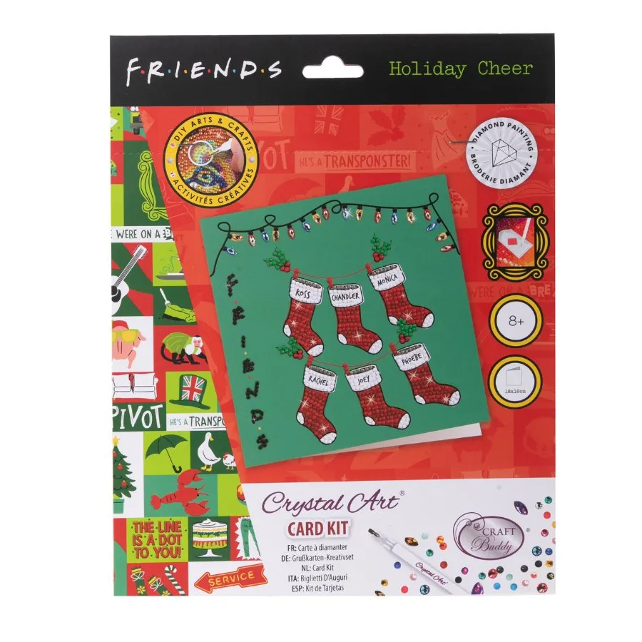 Craft Buddy Crystal Art Holiday Cheer Friends kaart 18x18 cm