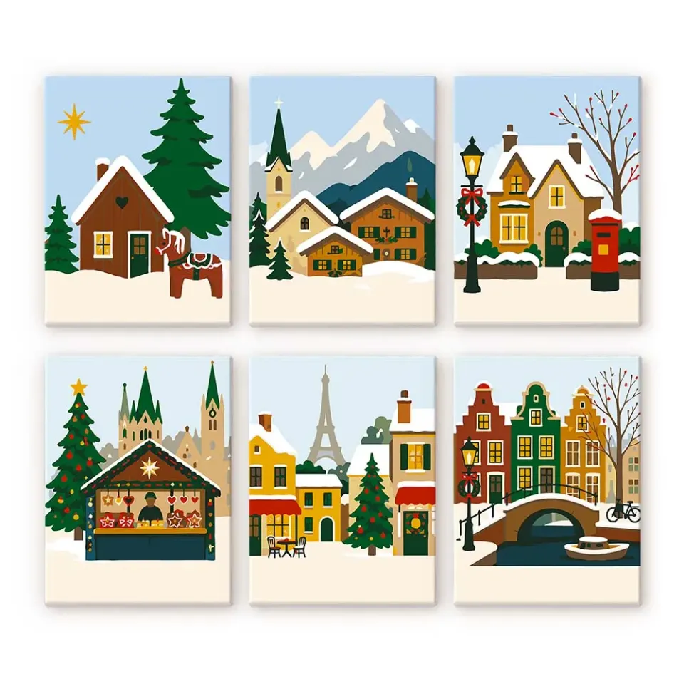 Figured'Art Kerst in Europa mini schilderen op nummer 6 stuks