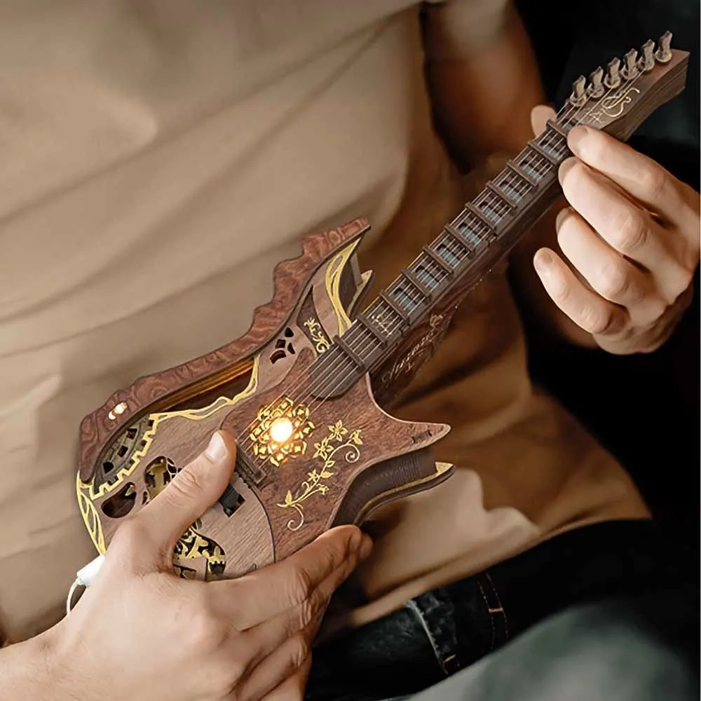 Figured'Art Melodieuze Gitaar 3D puzzel 116 stukjes hout