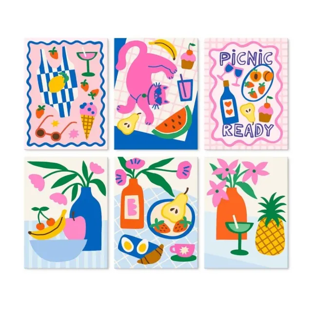 Figured'Art Fruitige picknick schilderen op nummer 6 stuks 15x20cm