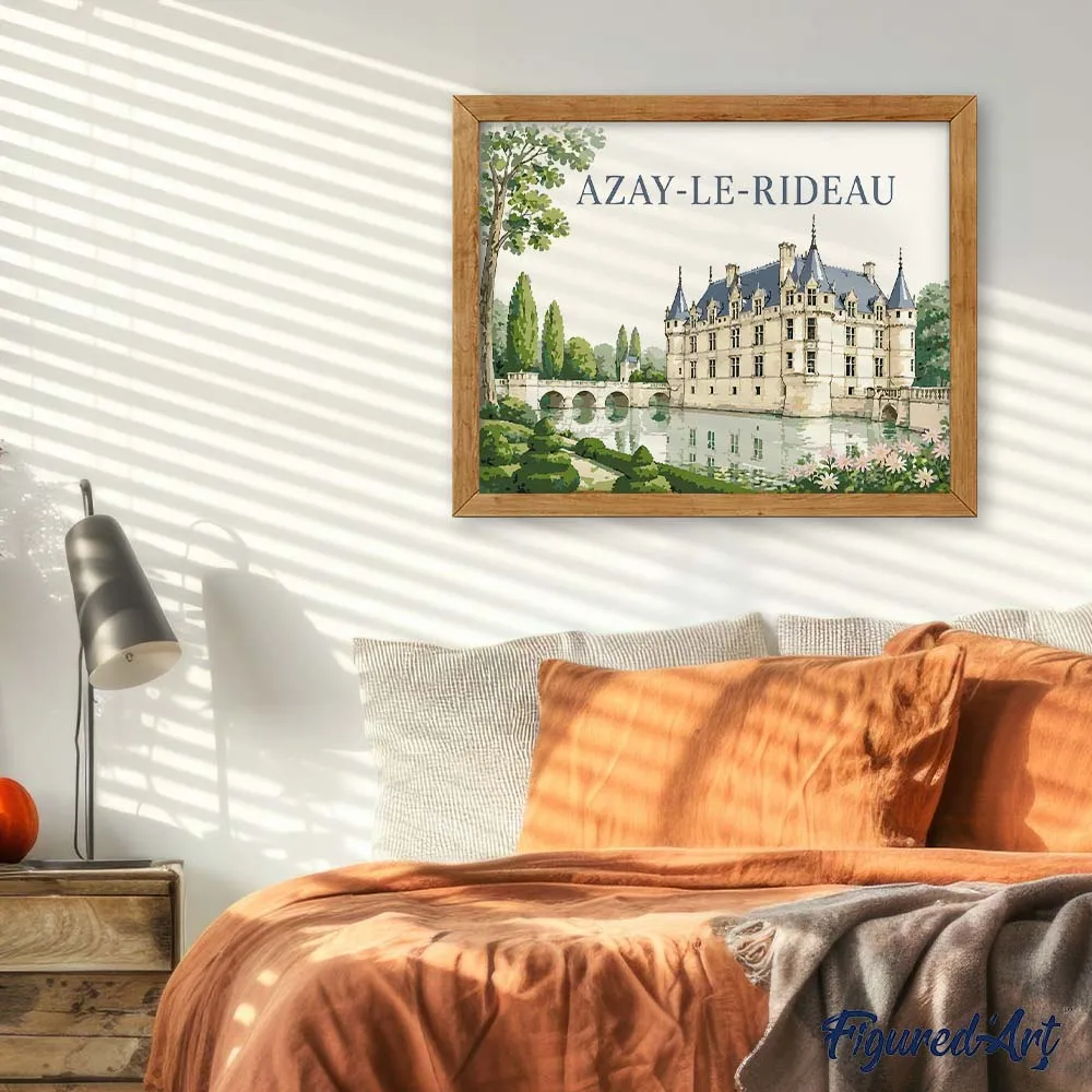 Figured'Art Kasteel van Azay-le-Rideau schilderen op nummer 40x50
