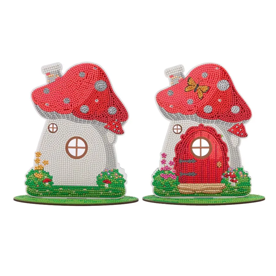 Craft Buddy Crystal Art Cute Toadstools Houten Decoratie 2 stuks