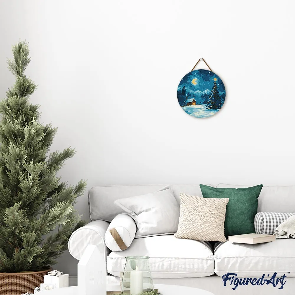 Figured'Art Sterrennacht van Kerstmis schilderen op hout 30 cm