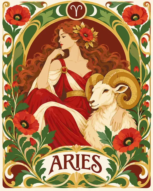 Figured'Art Art Nouveau Sterrenbeeld Ram schilderen op nummer 40x50