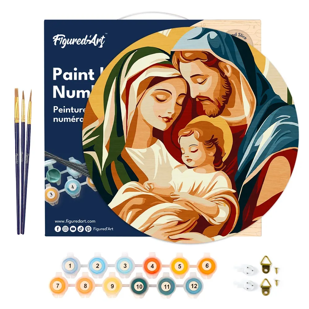 Figured'Art Heilige Familie schilderen op nummer hout 30 cm kerst