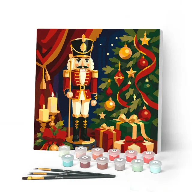 Figured'Art Mini Schilderen op Nummer Kerstnotenkraker 20x20 cm met frame