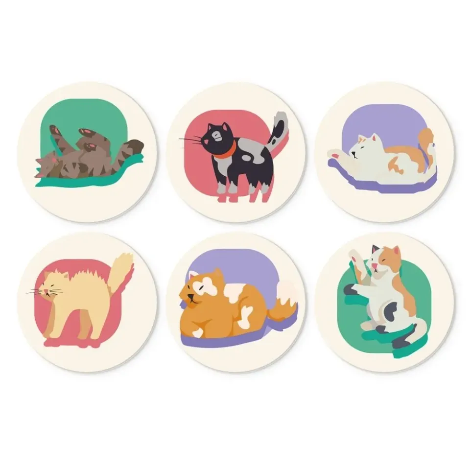 Figured'Art Kattenportret schijven schilderen op nummer 6 stuks