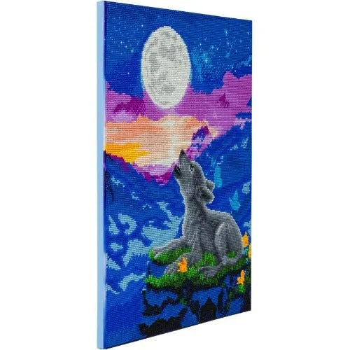 Craft Buddy Crystal Art Howling Wolf Cub canvas 40x50cm