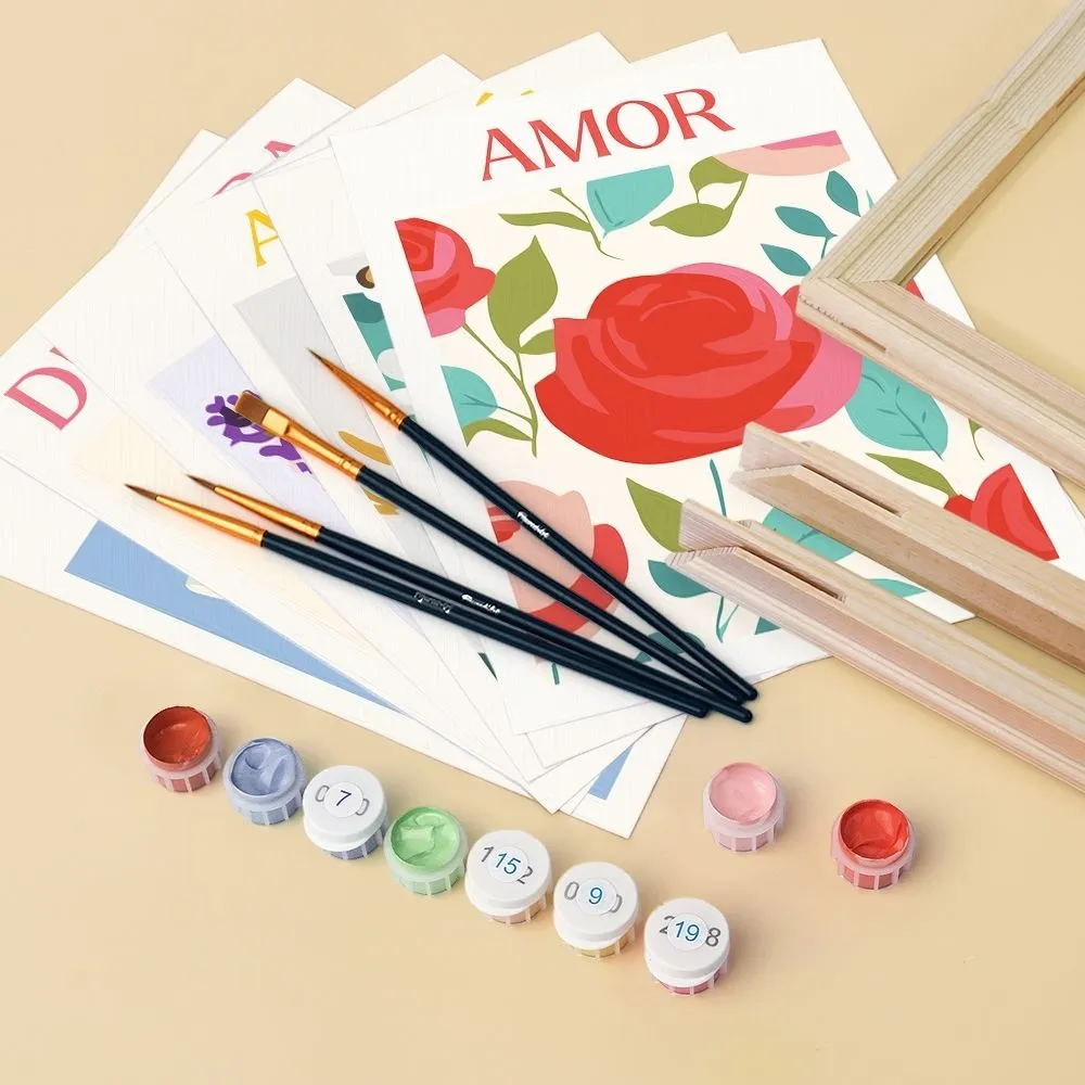 Figured'Art Mini Bloeiende Emoties 3 schilderen op nummer 15x20cm 6 stuks