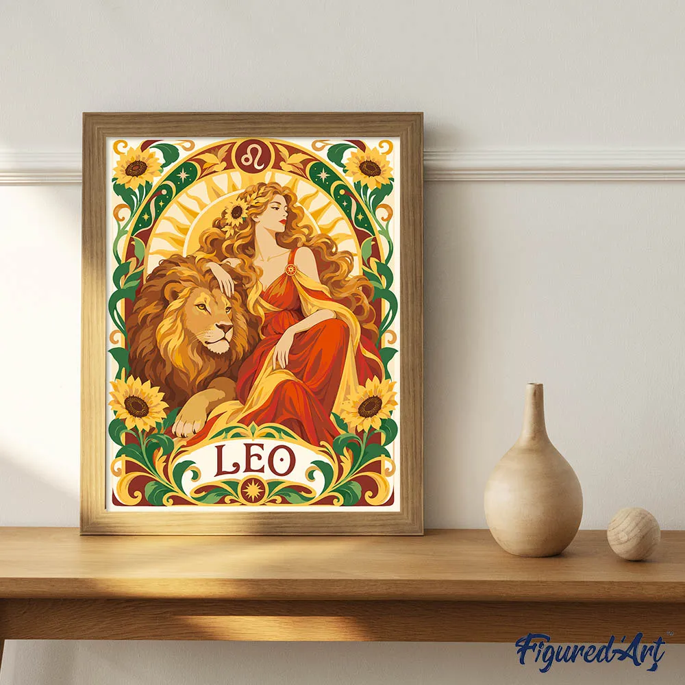 Figured'Art Art Nouveau Sterrenbeeld Leeuw schilderen op nummer 40x50