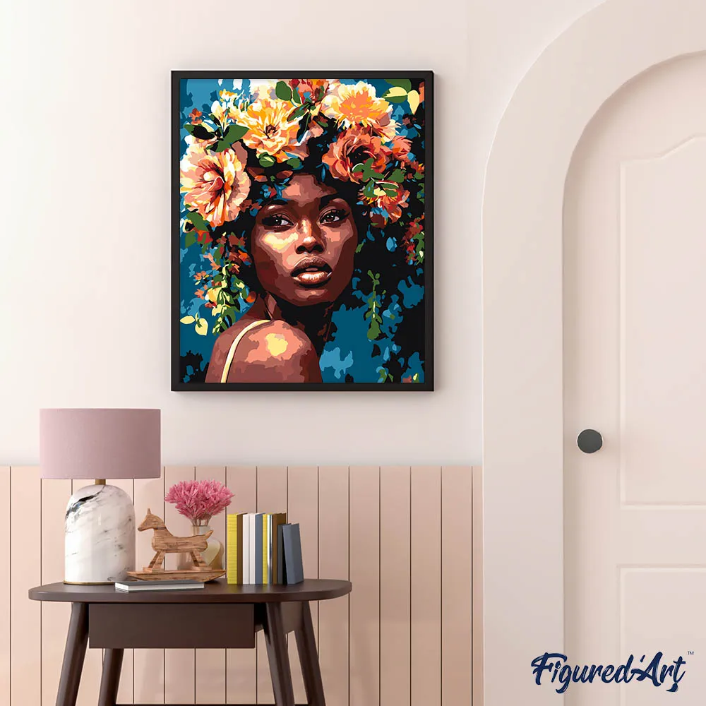 Figured'Art Bloemenkroon Schoonheid schilderen op nummer 40x50 portret