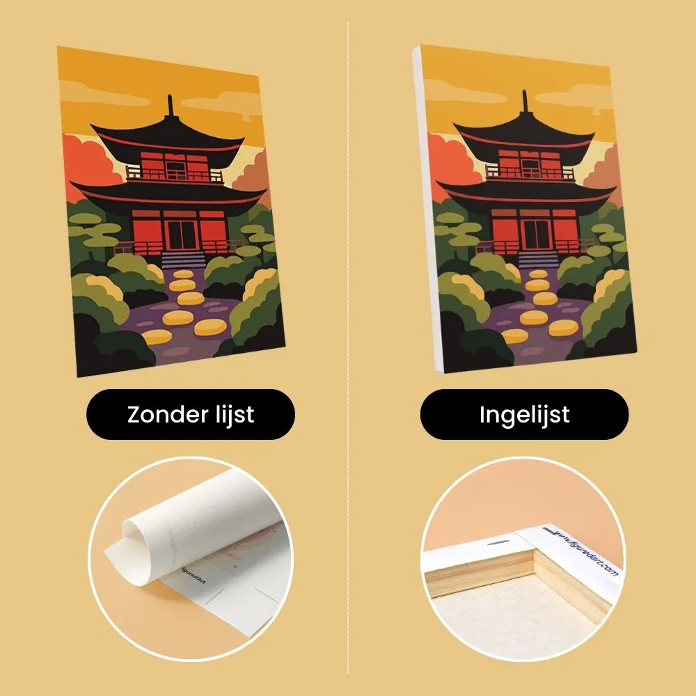 Figured'Art Zonsondergang Japan mini schilderen op nummer 15x20 6x