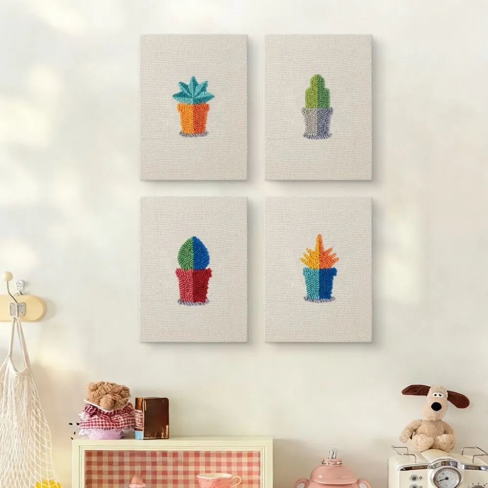 Figured'Art Mini Binnen Tuin 2 punch needle set 4 stuks 15x20 cm