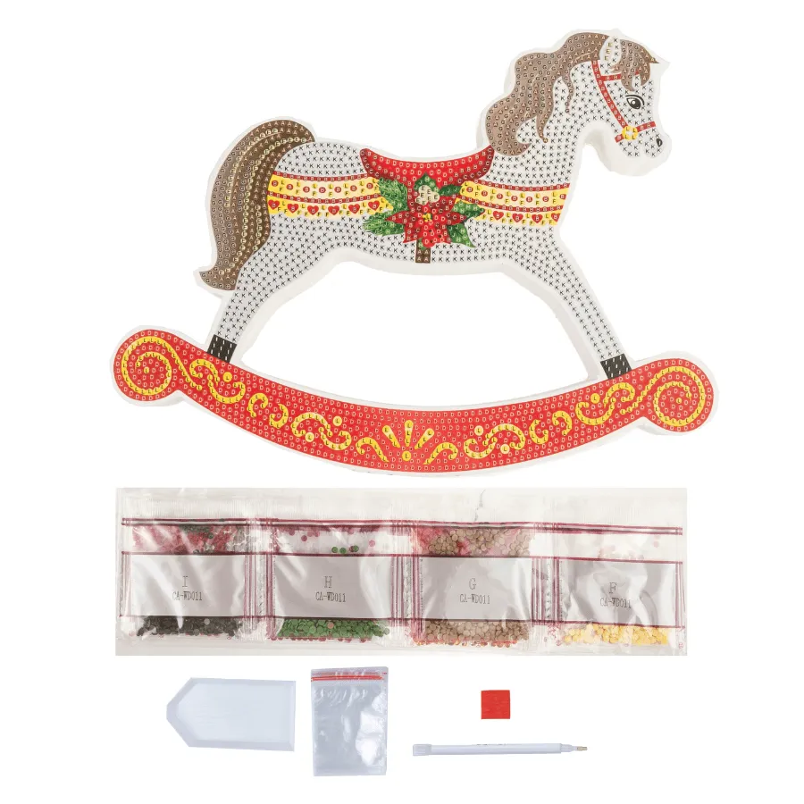 Craft Buddy Crystal Art Rocking Horse houten decoratie 25cm