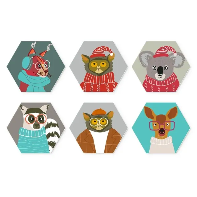 Figured'Art Mini Serie Beestjesportretten schilderen op nummer 6 stuks