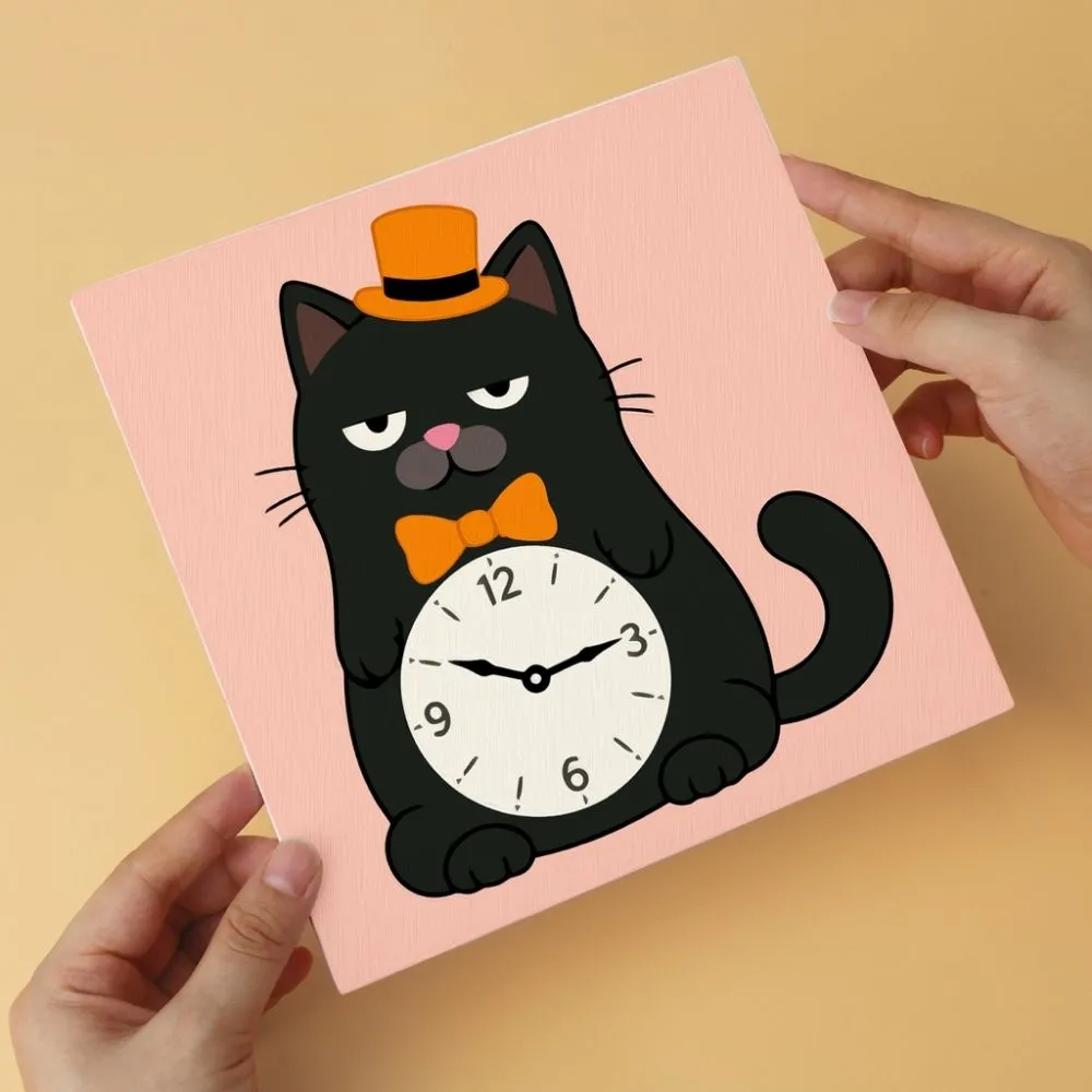 Figured'Art Mini Tik-tak-katten schilderen op nummer 20x20 cm set van 6