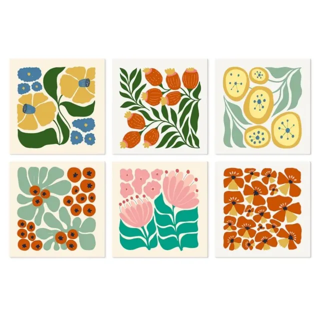 Figured'Art Mini Serie Bloemenpatroon schilderen op nummer 6 stuks 20x20cm