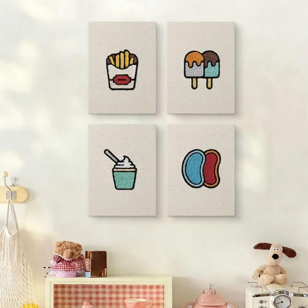 Figured'Art Kawaii Snacks punch needle set 4 stuks met frames