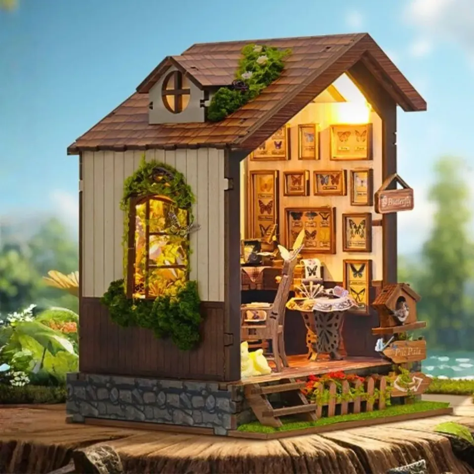Figured'Art Vlinderhuis book nook kit 150 stukjes met led