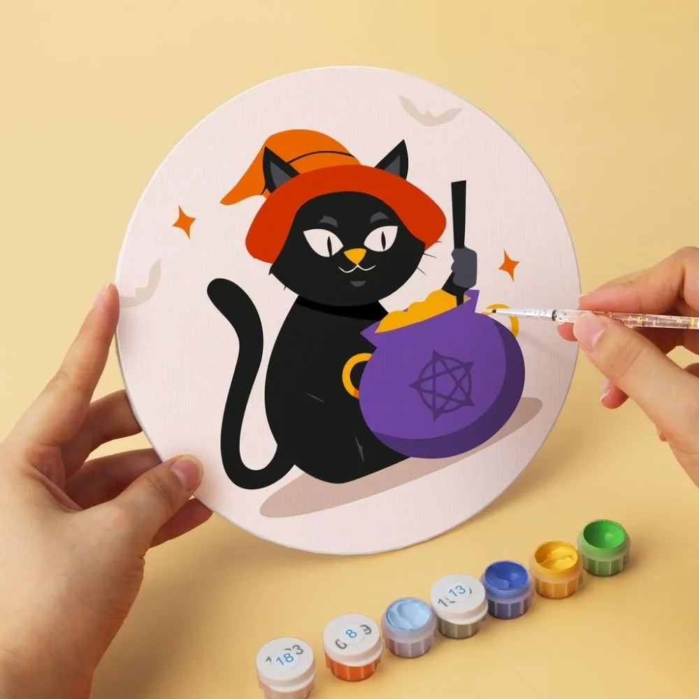 Figured'Art Spookachtige katten mini schilderen op nummer Ø20cm 6 stuks