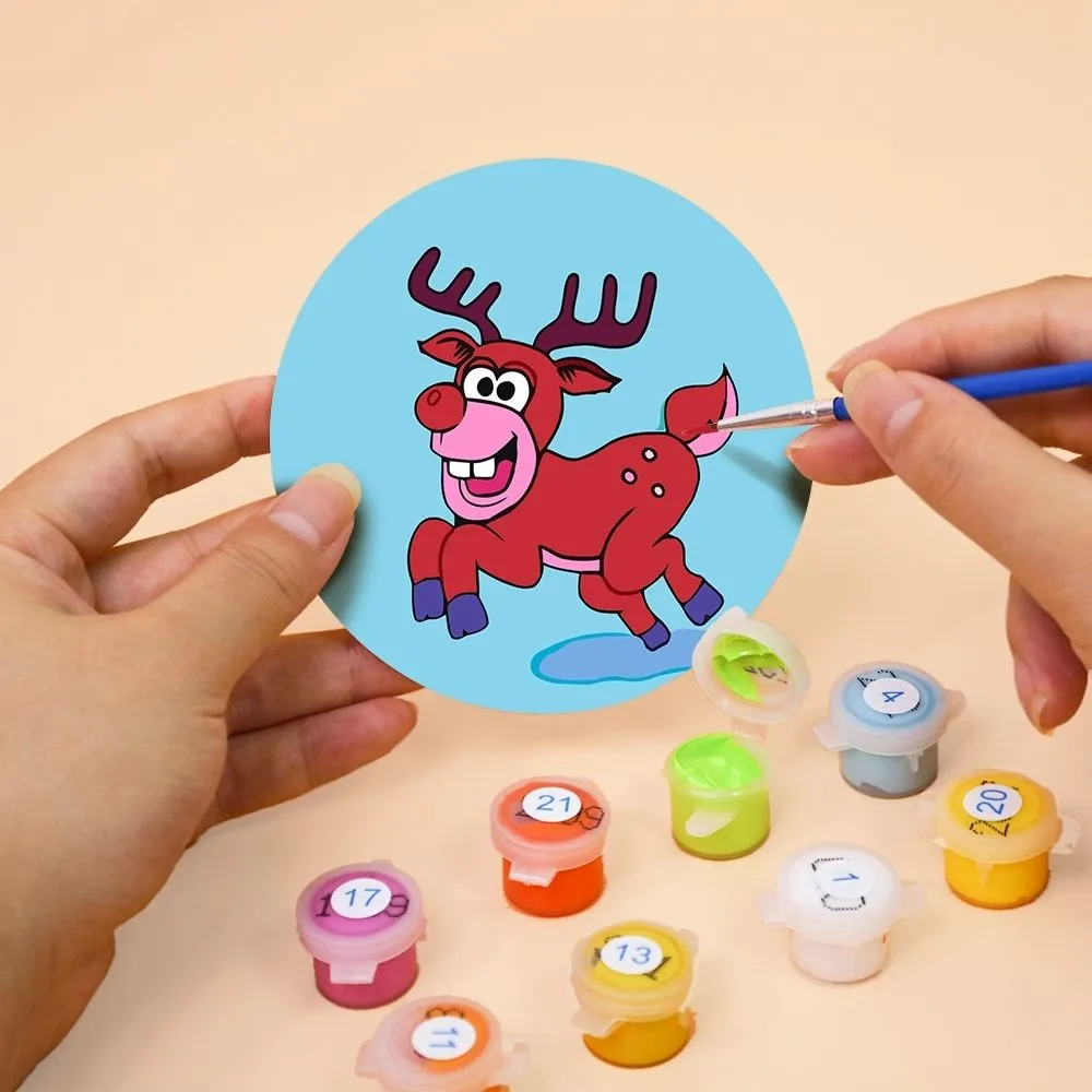 Figured'Art Kerstcadeau 1 schilderen op nummer onderzetters 4x 10cm
