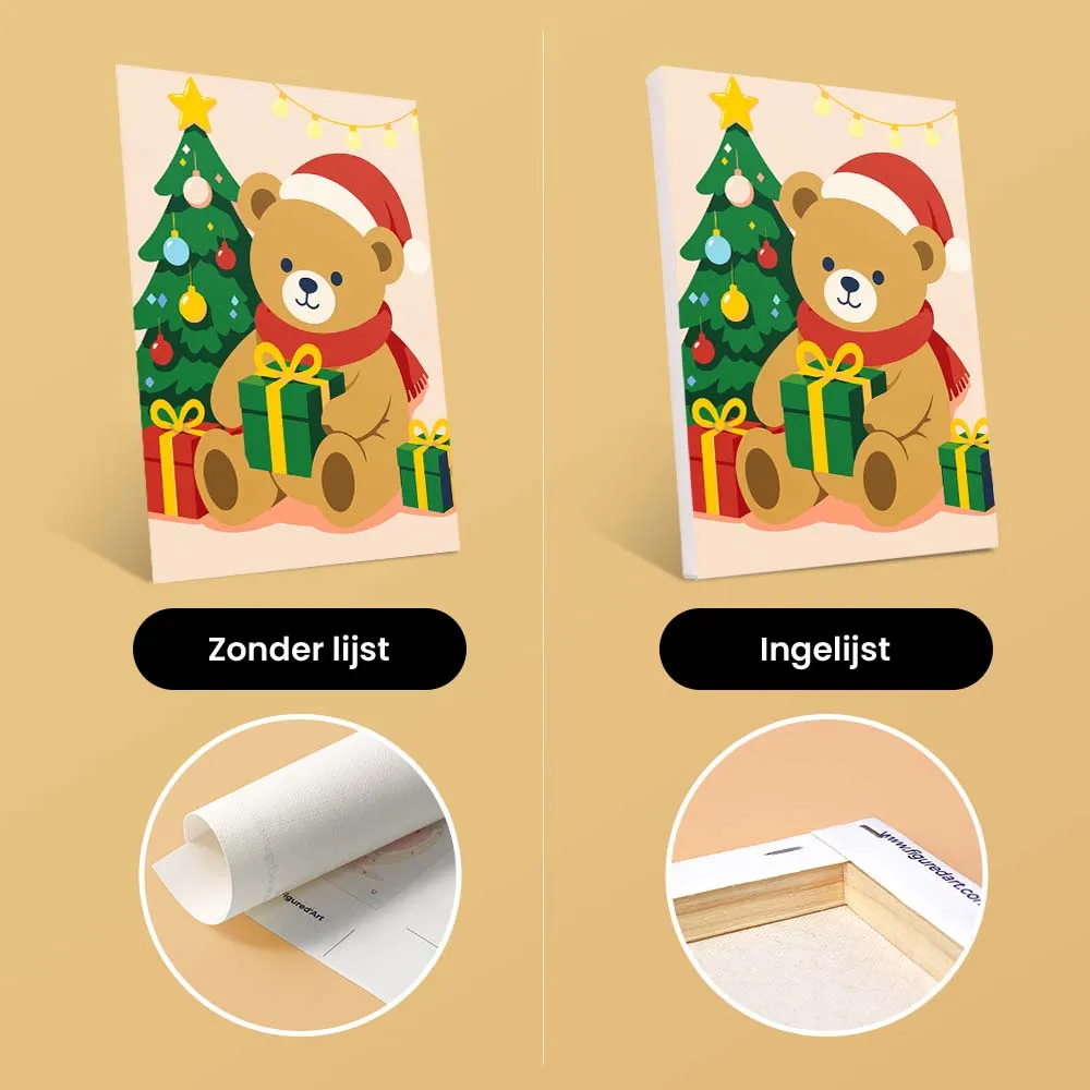 Figured'Art Mini Kerstteddyberen schilderen op nummer 6x 15x20cm kerst