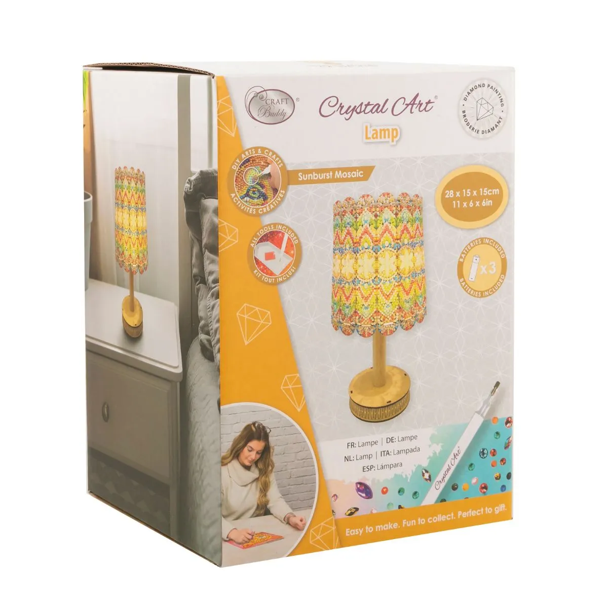 Craft Buddy Crystal Art Sunburst Mosaic tafellamp 28 cm