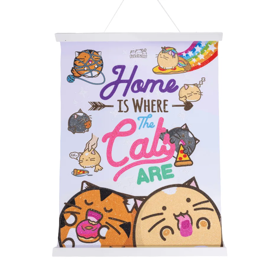 Craft Buddy Crystal Art Home Is Where The Cats Are scroll kit 40x50cm